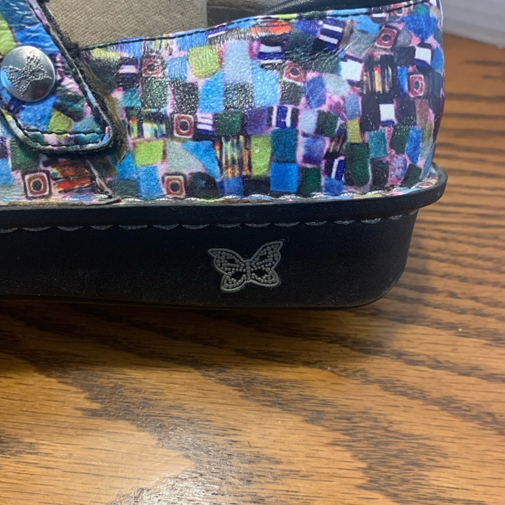Alegria Mary Janes Bella Multi Cube colorful comfortable low wedge heel size38/8 - Picture 6 of 12